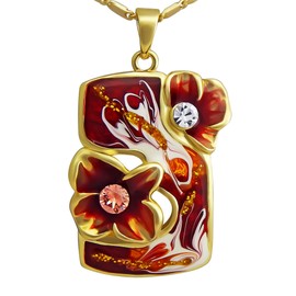 Hanessa Women's Jewellery Set Necklace and Earrings Gold Plated Rhinestone Flower Red Christmas Gift for Wife/Girlfriend, Crystal