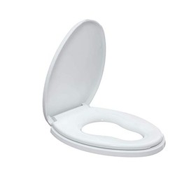 R&T Elongated Toilet Seat with Built in Child Seat Kids Potty Training Seat Slow-Close Easy to Install & Clean Plastic White