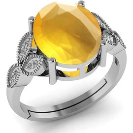 LMDPRAJAPATIS 5.00 Carat Yellow Sapphire Oval Shape Gemstone Engagement Ring For Women 925 Sterling Silver