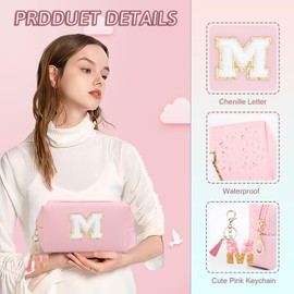 AIBFRID Birthday Gifts for Women Her,Travel Cute Makeup Bag,Large Capacity Cosmetic Bags for Women Makeup Pouch PU Leather Waterproof Cosmetic Bag (M, Pink)