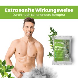 Capillum AMOVE Thyme Enthaarungscreme Intimbereich [200g] - extra sanftes Enthaarungspulver Männer Schmerzfreie Dusch-Haarentfernungscreme mit natürlichen Mineralien & Thymian