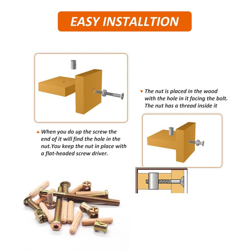Crib Screws Hardware Replacement Kit - 16 Set Baby Bed