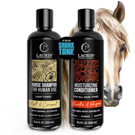 LACRIN Oat & Coconut Shampoo + Keratin & Argan Conditioner Bundle – As Seen on Shark Tank – Strengthens, Brightens, Moisturizes - Perfect Bundle For Light Tones, 33.8 Fl Oz, Duo Pack