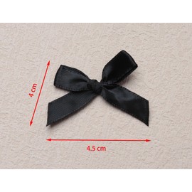 SOWAKA 100 Pcs Satin Bow Mini 4.5 x 4 cm Ribbon Bowknot Cute Vintage Flower Accessories for DIY Crafting Clothing Sewing Wrapping Wedding Christmas Thanksgiving Supplies Décor (Black)