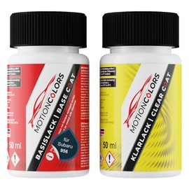 MOTIONCOLORS Poseidon Blue 956 für Subaru Autolack Lackstift Set Basislack und Klarlack je 50ml