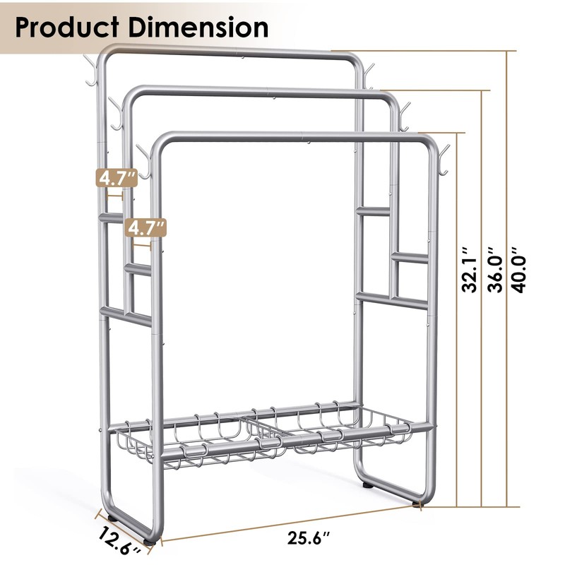 40" H Free Standing Towel Rack with 2 Storage Baskets