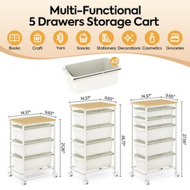 KINGBOARD Slim Rolling Cart with 3 Drawers, Metal Utility Storage Cart