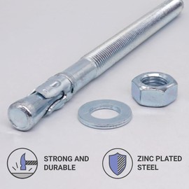 (Pack of 2) Galvanised Wedge Anchors 5/8" x 8-11/16" (M16 x 220 mm) Metal Dowel Anchor Bolts Masonry Concrete Anchors