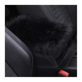 LKAHG Car Armrest Cushion Pad, Soft Furry Automotive Center Console Cover, Fluffy Comfortable Vehicle Interior Armrest Cushion Protector Accessories, Universal for RV, SUV, Truck (Black)