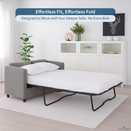 Rajlinen Full Sleeper Sofa Bed Sheets, 100% Egyptian Cotton, 4 Piece Set, Deep Pocket Fitted Sheet, Soft, Cooling, Breathable, Fits Up to 8 Inch Mattress, Luxury Hotel Quality, White