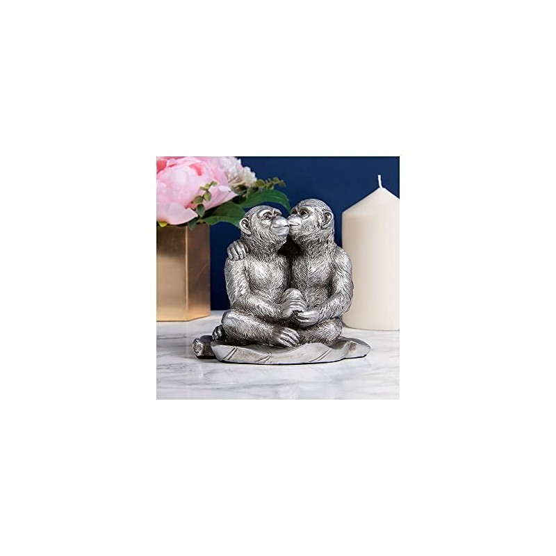 Reflections Silver Kissing Chimps Figure Boxed