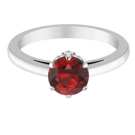 Belinda Jewelz Ring for Womens 925 Sterling Silver Band Ring Red Garnet Gemstone Ring Solitaire Center Round 7mm Jewelry Gift for Her, Size 8