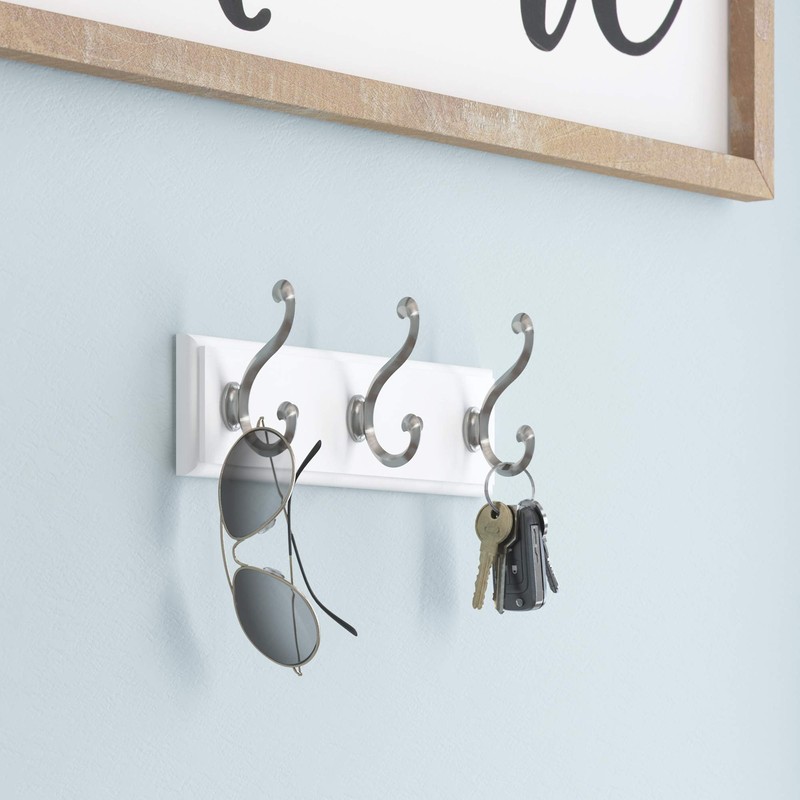 LIBERTY 129854 Wall Mounted Coat Rack with 3 Decorative Hooks,