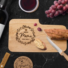 kupi Mother's Day Gifts for Mum, Mother's Day Gift Set, Best Mum Gifts, Mother Birthday Gift, Wooden Bread Board, Breakfast Board with Engraving