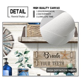 Farmhouse Bathroom Decor Wall Art Country Plants Flowers Cotton Pictures Canvas Print Rustic Bathroom Wall Art Framed Artwork Vintage Blue Bathrooms Pictures Wall Decor 12"x16"