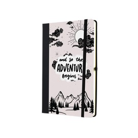 'And So The Adventure Begins' A5 Sized Lined Paper Scrapbook - Travel Idea for Friends and Family (note-ds23-soadventbeg)