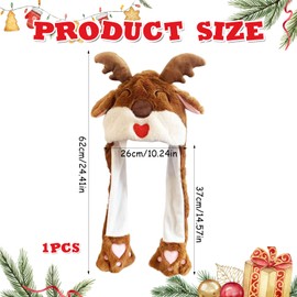 Plush Christmas Hat, Funny Santa Hat, Christmas Hat Movable Ears, Christmas Hat Plush, Santa Hat with Moving Ears, Christmas Hat, Santa Hat for Adults Children (C)