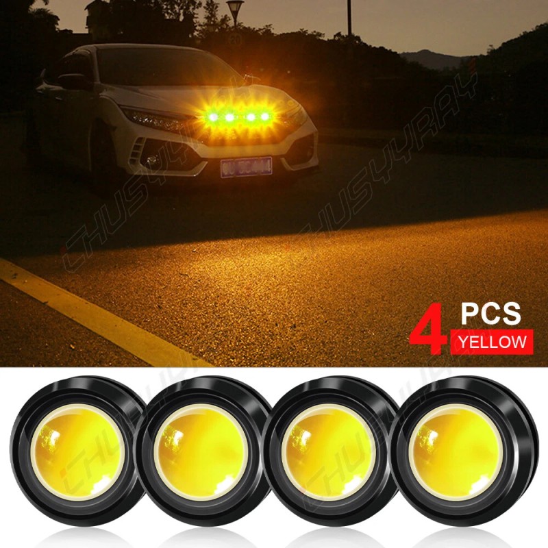 CHUSYYRAY 4xYellow LED Light Raptor Style Front Grille Light for