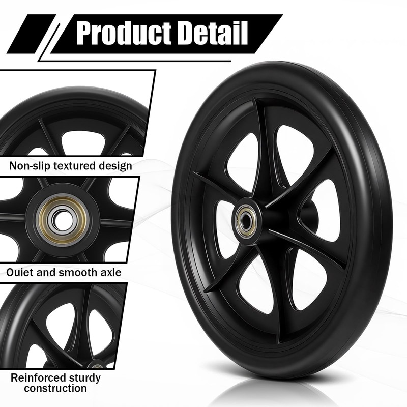 LIQWEI 4 Pack 8 Inch Walker Wheels Replacement, Solid Wheelchair