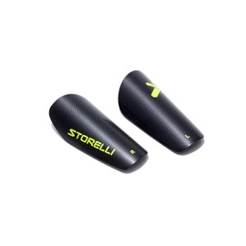 Storelli Shin Guards, Unisex, Flexible & Durable Protection, Ultra-Lightweight, Breathable Air Channels, Sleek Asymmetric Design, Soccer Accessory Must-Have, Black, Medium