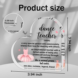 ZsaTuiy Dance Themed Decorative Sign, Acrylic, 3.945 x 3.94 x 0.59 inches, Modern, Pink, Rectangular, Tabletop, Dance Teacher Gift, Thank You Gift