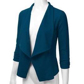 EIMIN - chamarra de manga 3/4 para mujer, con frente abierto, para oficina, trabajo, talla S-3XL), Eja001_verde azulado, M