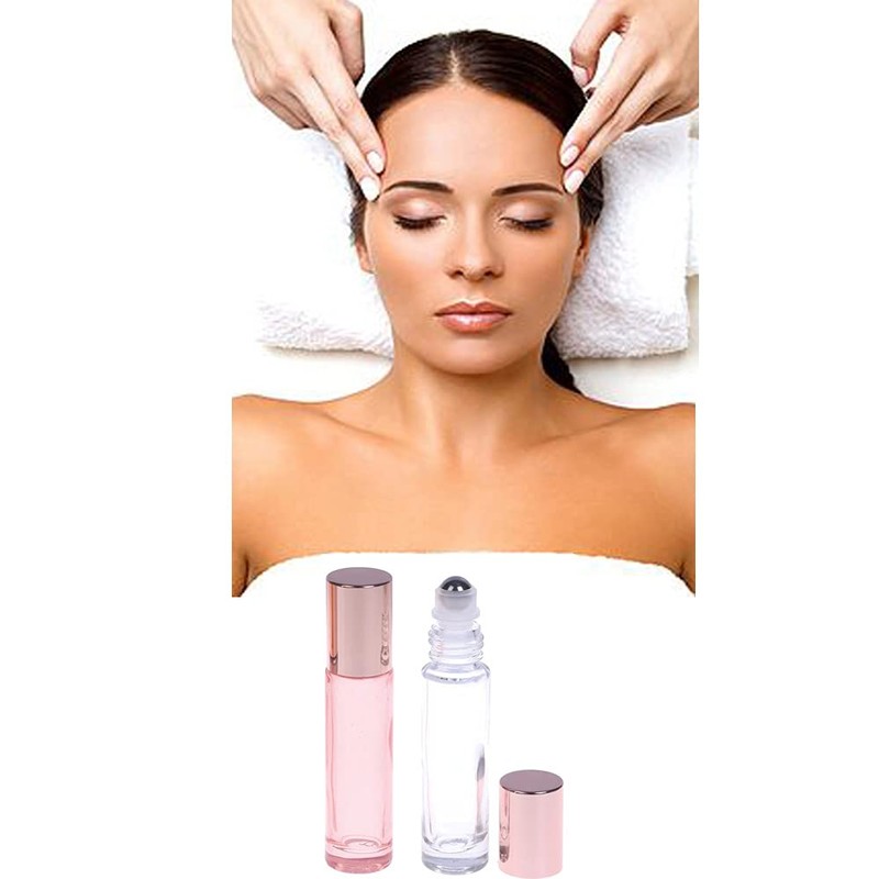 6 Pcs 10ml Glass Roll On Bottle,Empty Refillable Roller Bottles