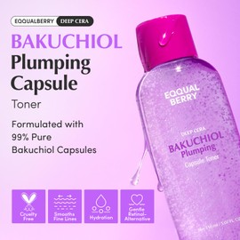 EQQUALBERRY Tónico en Cápsulas de Bakuchiol para Rellenar - Tónico Facial Alternativa Natural al Retinol con Ácido Hialurónico - Cuidado de la Piel Coreano Antienvejecimiento, Calmante e Hidratante