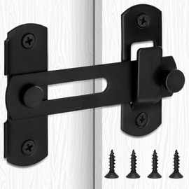 Flip Latch Gate Latch, Barn Door Lock, Door Latches for Top of Door, Barn Wood Fence, Backyard, Cabinet, Heavy Duty 201 Stainless Steel Gate Hardware Black