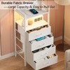 Furnulem White Nightstand with Charging Station, Night Stand Side Table
