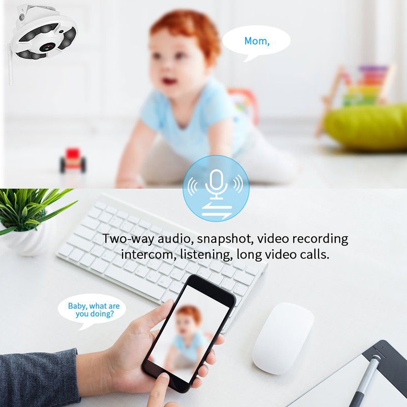 IP Fisheye Camera 360 Panoramic Surveillance IR Wifi 1080P 110‑240V