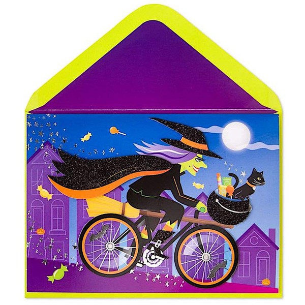 Papyrus Halloween Cards Spooky Witch On Bike, 1 Each