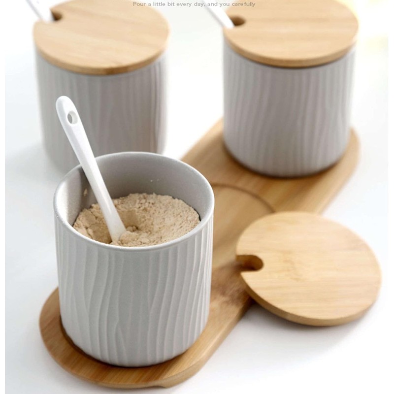 MAGICVOGEL Ceramic Spice Container Salt Pepper Spice Container Sugar Bowl