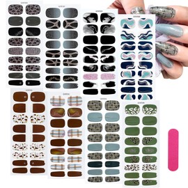 MWOOT 8 Sheets Nail Stickers Adhesive, 9 Sizes Full Nail Wraps Decals for Fingernail Art, Colors Fingernail Stickers Nails Strips, Decoración de Uñas, Stick on Nails for Women, Sticker Decorations
