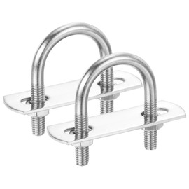 PATIKIL Round U-Bolts, 2 Pcs 0.87"(22mm) Inner Width 42mm Length M6 with Nut Plate Washer 304 Stainless Steel Round Bend U-Bolts for Boat Trailer Axle Sailboat