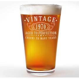 Vintage 1970 Etched 16oz Pint Beer Glass - 55th Birthday Gifts for Men - Cheers to 55 years old - 55th birthday decorations for him - Best Engraved Beer Gift ideas for Men - Dad Grandpa 2.0