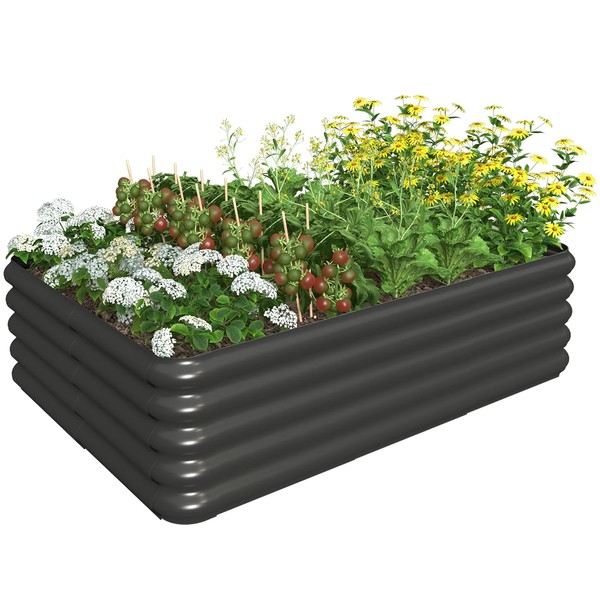 Sprimden 4.3x3.0x1.0ft Raised Garden Bed Kit, Rustproof PP Material Garden