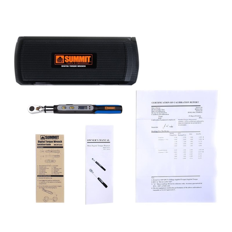 Summit Tools Bit-Head Digital Torque Wrench, 1/4 inch Drive Adopter,