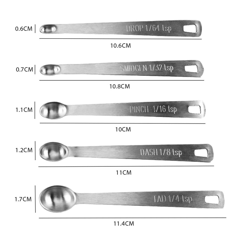 SLEEKEE 5 Pieces Stainless Steel Measuring Spoons Set, Mini Spoon,