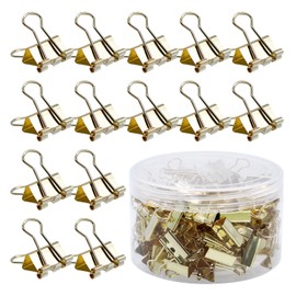 RUNYU® 100 Stück Gold Foldback Klammern 19mm Binder Clips Klein Klammer Metall Büroklammern für Büro Schul Brief Büroklammer Bürobedarf