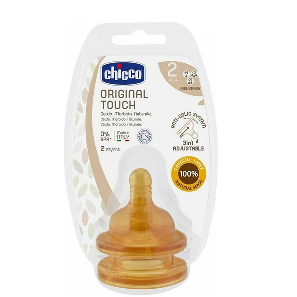 Chicco Original Touch Latex Nipple 2+ Months, 2pcs