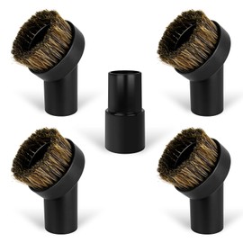 5PCS Horse Hair Brush Vacuum Attachment Set - Black Round Horse Hair Vacuum Attachments & Brushes - Shop Vac Brush Attachment for Most Vacuum Cleaners Accessories - 1 1/4" Vacuum Attachments Included