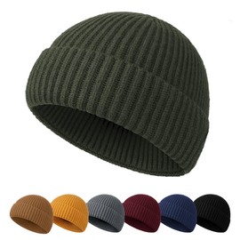 Beanie Hat for Men - Winter Knitted Beanie Hat Soft Cuffed Wooly Beanie Classic Winter Hats with Stretchy Fleece Lined (Army GreenA)
