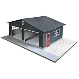 Cobaanii Mokei SS-041 1/43 Sweet Style Garage Life Series, 2 Car Garages, Wooden Assembly Kit, Molded Color