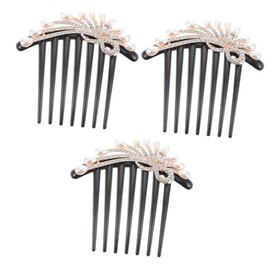 minkissy 3pcs Hairpin Teen Girls Hair Comb Clip Bridal Headpiece Rhinestone Pearl Hairpin Hair Side Combs for Women