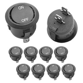 Rocker Switch ON/Off KCD1 Mini Round Toggle Switch SPST 2Pin Snap-in Latching with Wires Pre-Wired AC 6A/250V 10A/125V,for car Boat(10Pcs)