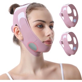 Faja Papada Facial Lifting, Correa Facial para V-Lifting, 2 Pares Grafeno Reutilizable Faja Reductor de Papada para Mujer, Eliminar la Flacidez de la Piel y Reafirmar con Efecto Antiarrugas