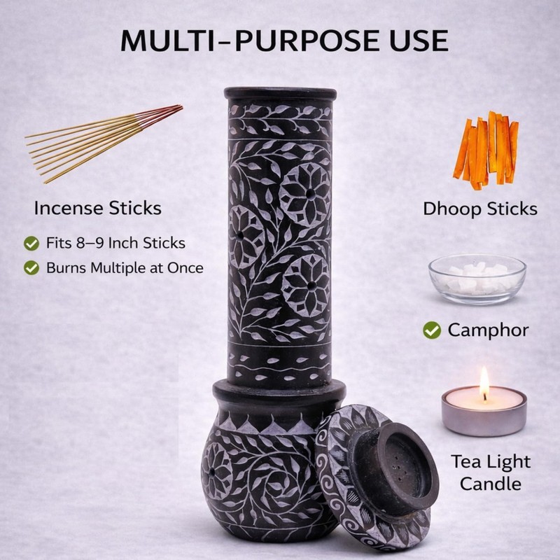 KC KULLICRAFT Hand Carved Marble Soapstone Incense Stick Holder –