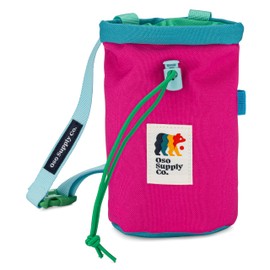 Oso Supply Co - Chalk Bag for Rock Climbing, Bouldering Chalk Bag Bucket with Quick-Clip Belt, Zippered Pockets and Pouch - Perfect Indoor/Outdoor Rock Climbing Gear Equipment (Magenta)