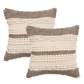 REDEARTH · Boho Textured Throw Pillow Cushion Covers- Lumbar Woven Tufted Decorative Farmhouse Cases Set for Couch, Sofa, Bed, Chair, Dining, Patio, Outdoor; 100% Cotton (12"x20", Natural) Pack of 2